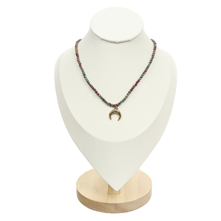 Koraliki kamienne ze złotą zawieszką