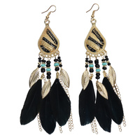 Kolczyki boho piórka - Kropla