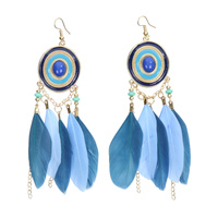 Kolczyki boho piórka - Oko