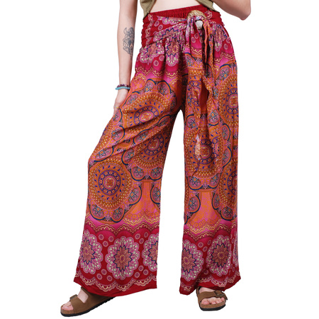 Spodnie wzorzyste wiązane kolorowe