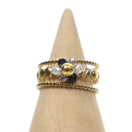 Pierścionek ze stali -  koralikowy kwiatek