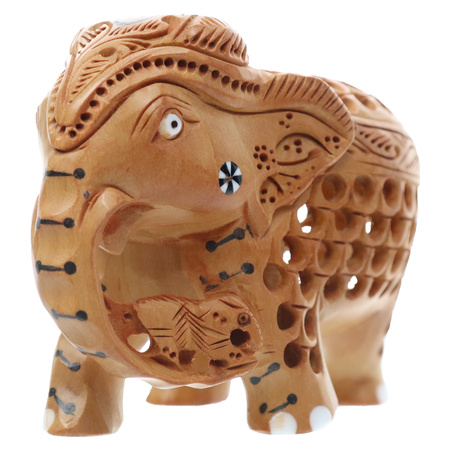 Drewniana figurka słonia - 8 cm