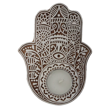 Świecznik drewniany - Hamsa