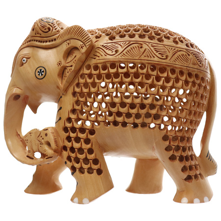 Drewniana figurka słonia - 16 cm