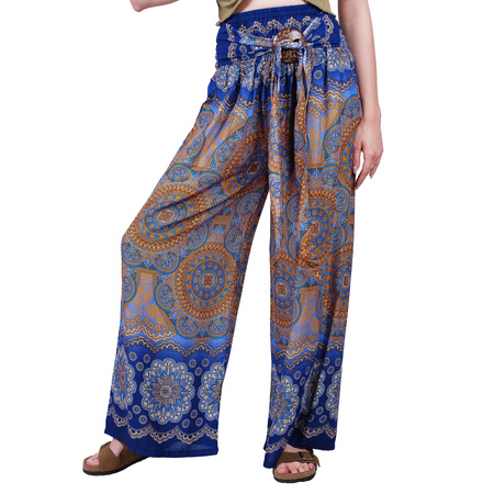 Spodnie wzorzyste wiązane kolorowe