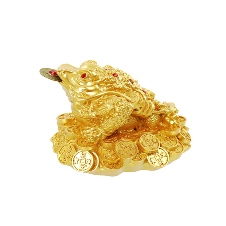 Duża żabka na szczęście z monetą